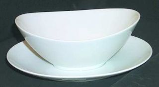 Mikasa Sophisticate White #K1990/7290 Gravy Boat with Attached Underplate, Fine