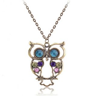 Vintage Colorful Owl Pendant Necklace