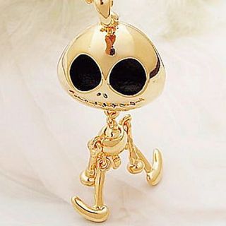 Alien devil skull long necklace gold black(random color)