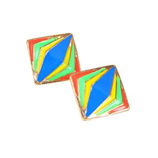 European and American jewelry retro punk style personality drip hit color color geometric square stud earrings E857