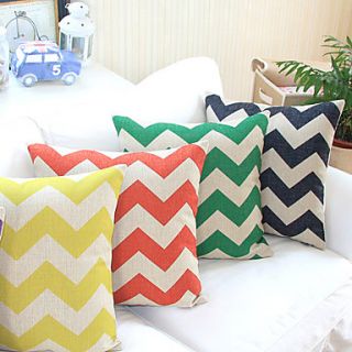 Set of 4 Colorful Chevron Cotton/Linen Decorative Pillow Cover
