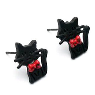 2013 New Korean Version Of The Retro Charm Earrings Wholesale Exaggerated Bow Black Cat Earrings E97