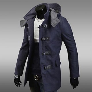 Mens stand collar hoodie stitching trench coat