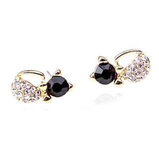 The new flash diamond earrings jewelry cute little kitty earrings(random color)