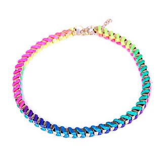 Multicolor fluorescence stunning silk Europe braided metal chain necklace(random color)
