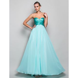 A line/Princess Sweetheart Floor length Chiffon And Sequined Evening/Prom Dress