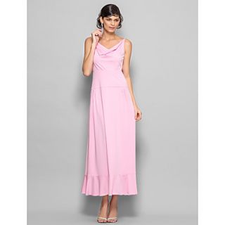 A line Cowl Ankle length Jersey Evening Dress (759839)