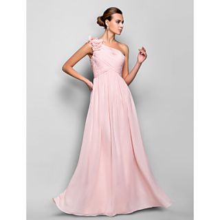 Sheath/Column One Shoulder Floor length Chiffon Evening/Prom Dress (759906)