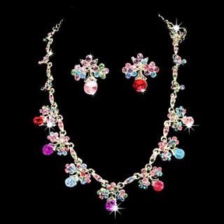 Unique Alloy With Multi Color ZirconRhinestone Jewelry Set(Including Necklace,Earrings)