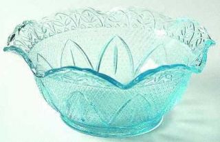 Princess House Crystal Phc10 Blue Crimped Round Bowl   Textured Sandwich, Blue