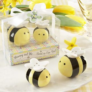 Mommy and Me Sweet as Can Bee Ceramic Honeybee Salt and Pepper Shakers