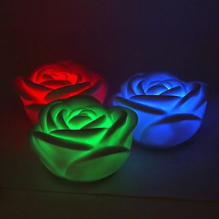 Colorful LED Flashing Rose Lamp  Set of 4