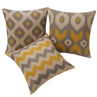 Set of 3 Modern Geometric Cotton/Linen Decorative Pillow Cover