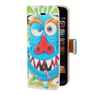 Funny Blue Dragon Girl Pattern PU Full Body Case with Card Slot and Stand for iPhone 5/5S
