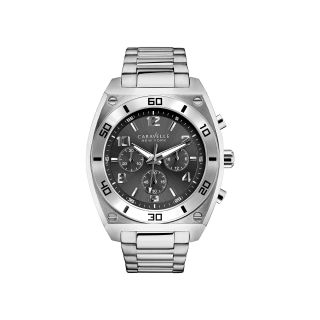 Caravelle New York Mens Gray Dial with Silver Tone Bracelet Chronograph Watch