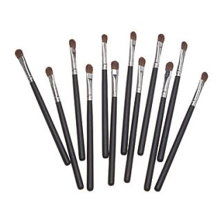12PCS Black Handle Brown Brush Small Eyeshadow Brush