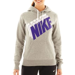 Nike Fleece Stacked Pullover Hoodie, Purple/Grey, Womens