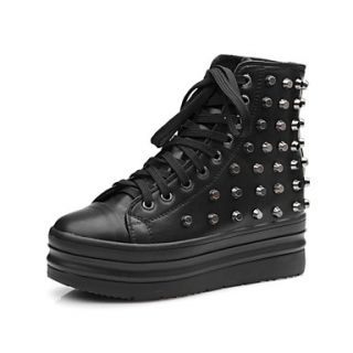Faux Leather Platform Heel Creepers Fashion Sneakers Casual Shoes(More Colors)