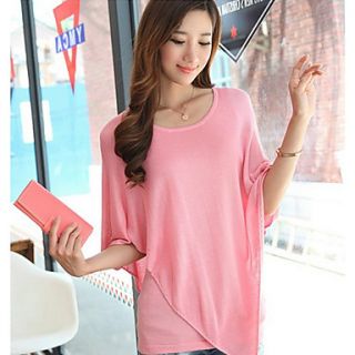 Womens Pink Casual Slim Asymmetric Two suits Blouse