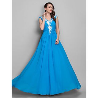 A line/Princess V neck Floor length Chiffon Evening/Prom Dress