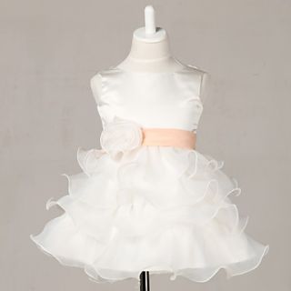Ball Gown Princess Jewel Knee length Satin And Tulle Flower Girl Dress With Flower(More Colors)