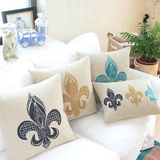Set of 4 Ornamental Work Theme Cotton/Linen Decorative Pillow Cover