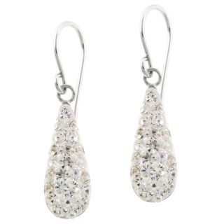 Bridge Jewelry Crystal Teardrop Sterling Silver Earrings, Clear