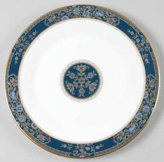 Royal Doulton Carlyle Luncheon Plate, Fine China Dinnerware   Blue Flowers, Gold