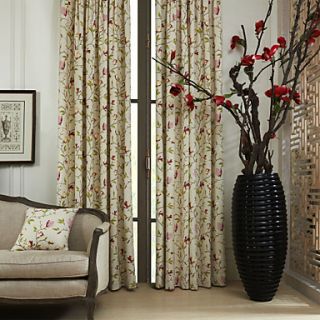 (One Pair) Country Flower on Stem Print Eco friendly Curtain