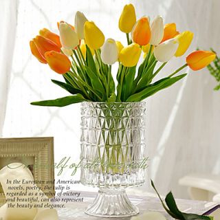 13H Little Tulip Arrangement With Glass Vase(Color Randomed)
