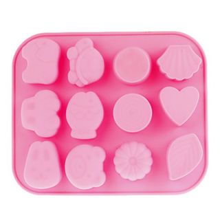 12 Cavity Silicone Cake Mold (Pink)