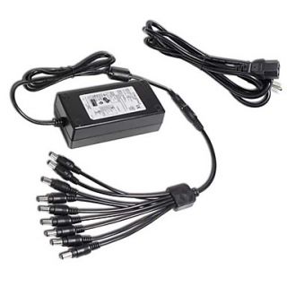 CCTV Surveillance Power Adapter (12V 5A) and 1 to 9 Power Splitter for Security Cameras