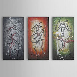Hand painted Oil Painting Abstract Music with Stretched Frame Set of 3 1311 AB1136