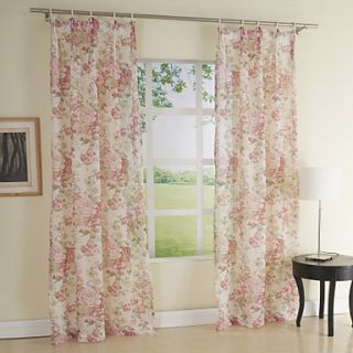 (One Pair) Country Floral Print Eco Friendly Curtain