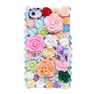 Colorful Flowers Pattern Metal Jewelry Back Case for iPhone 5/5S