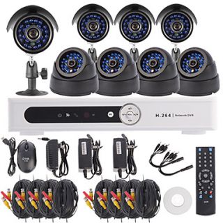 CCTV Security System 8CH Channel H.264 DVR Kit(4pcs4pcs Dome/Bullet Cameras with 1/3 Sony CCD CMOS)