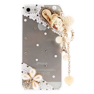 Lovely Pearls and Diamond Transparent Hard Case with Delicate Hanging Ornament for iPhone 5/5S