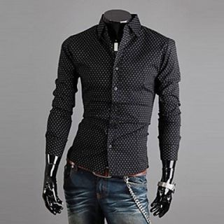 Mens Stand Collar Spot Pattern Long Sleeve Sweater