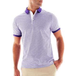 CLAIBORNE Fine Striped Polo Shirt, Purple, Mens