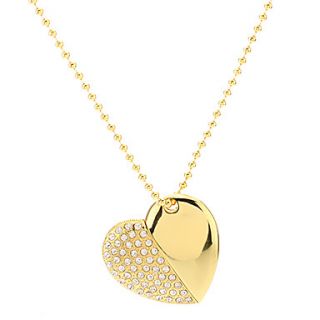 Heart Shape Gold with Chain Flash Drive 4G