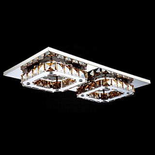 LED Crystal Flush Mount, 2 Light, Modern Amber Electroplating Stainless Steel