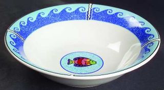 Sango Pisces Soup/Cereal Bowl, Fine China Dinnerware   Multicolor Fish On Blue W