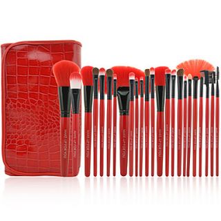 Pro High Quality 24 PCs Synthetic Hair Makeup Brush Set with Pouch,4 Color for Option