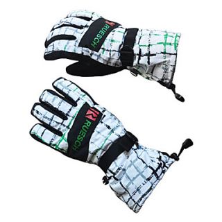 Rruesch   White Plaid Insulated Ski/Snowboard Gloves with Adjustable Strap