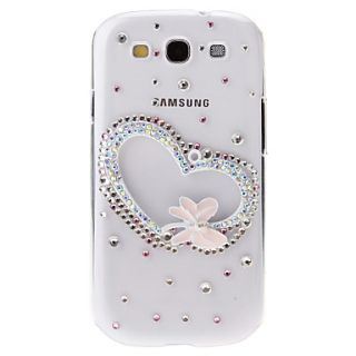 Pearl Love Heart Pattern Transparent Hard Back Cover Case with Glue for Samsung Galaxy S3 I9300