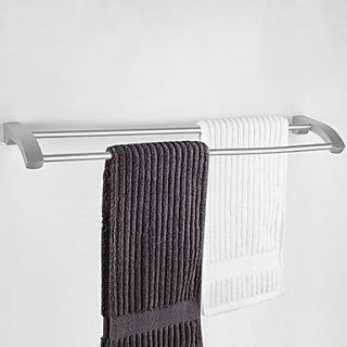 Towel Bars, Contemporary Chrome Wall Mount Aluminum Double Bar Towel Rack