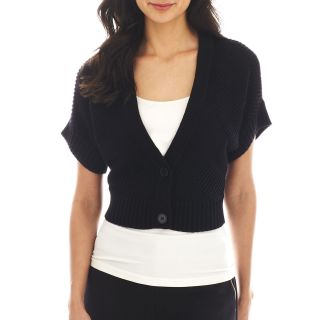 Worthington 2 Button Textured Cardigan Sweater   Tall, Black, Womens