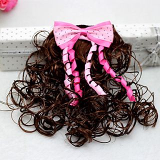 Girls Double Color Bow Wig Hair Clip(Random Color)