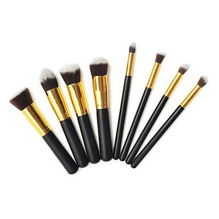 Pro High Quality 8 PCs Synthetic Hair Golden Makeup Brush Set