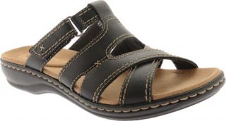 Womens Clarks Leisa Islands   Black Leather Sandals